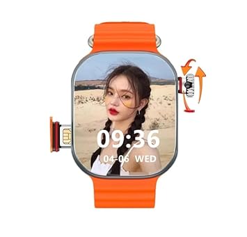 o S8 Ultra 5G SIM Android Smart Watch Honeycomb Edition, 1.99 inch HD Display, Play Store, Maps, YouTube, Sports, Volte Calling, More Apps (4G SIM Supported) Extra Band (Orange and Black)